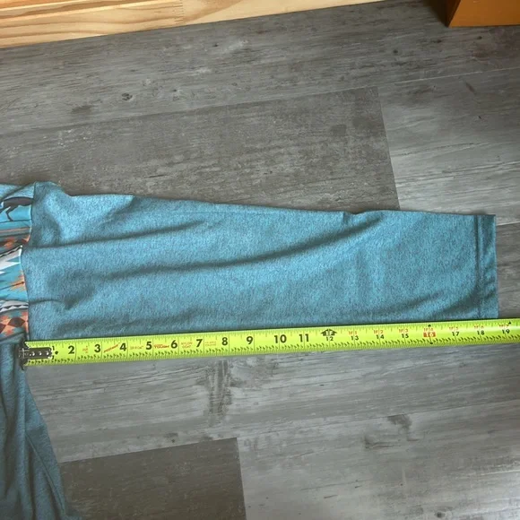 Blue Aztec Horse Print Half-Zip Up Jacket Womens 1XL Fits like Medium - Picture 4 of 9